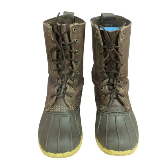 LL Bean Maine Hunting Boots Unlined Steel Shank Leather Brown Size 7 M - Picture 5 of 10